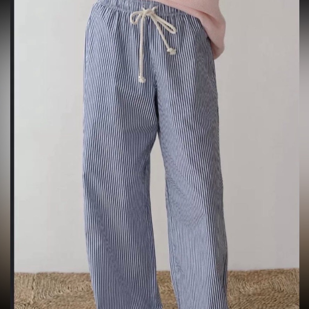 Donni Pop Pant, Blue Stripe, Large, EUC